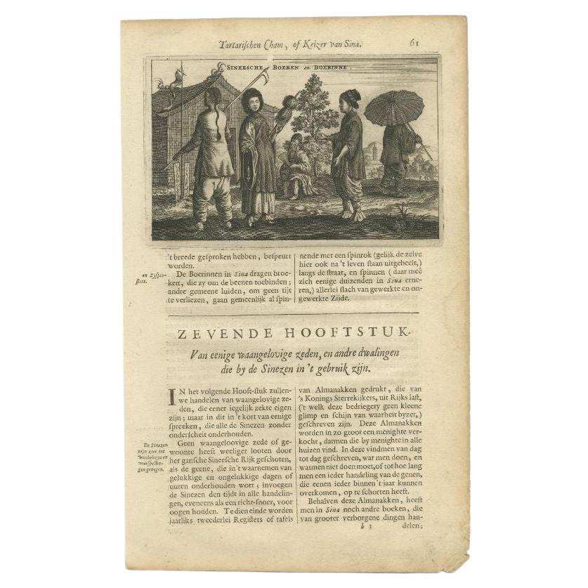 Antique Print of Chinese Farmers by Nieuhof '1665'