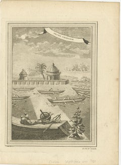 Antique Print of Chinese Fishermen and Fish