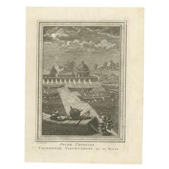 Antique Print of Chinese Fishing Methods, 1749