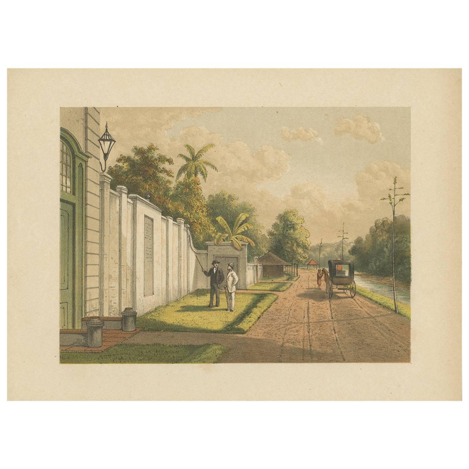Antiker antiker Druck von chinesischen Graben in Batavia von M.T.H. Perelaer, 1888
