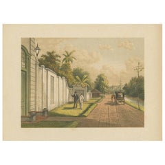 Antiker antiker Druck von chinesischen Graben in Batavia von M.T.H. Perelaer, 1888