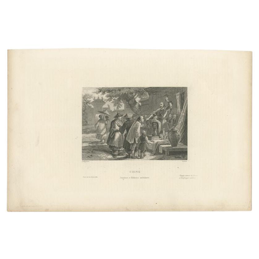 Antique Print of Chinese Jugglers and Doctors by De Lurcy, '1844' For Sale