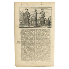 Impression ancienne d'hommes chinois par Nieuhof, 1665
