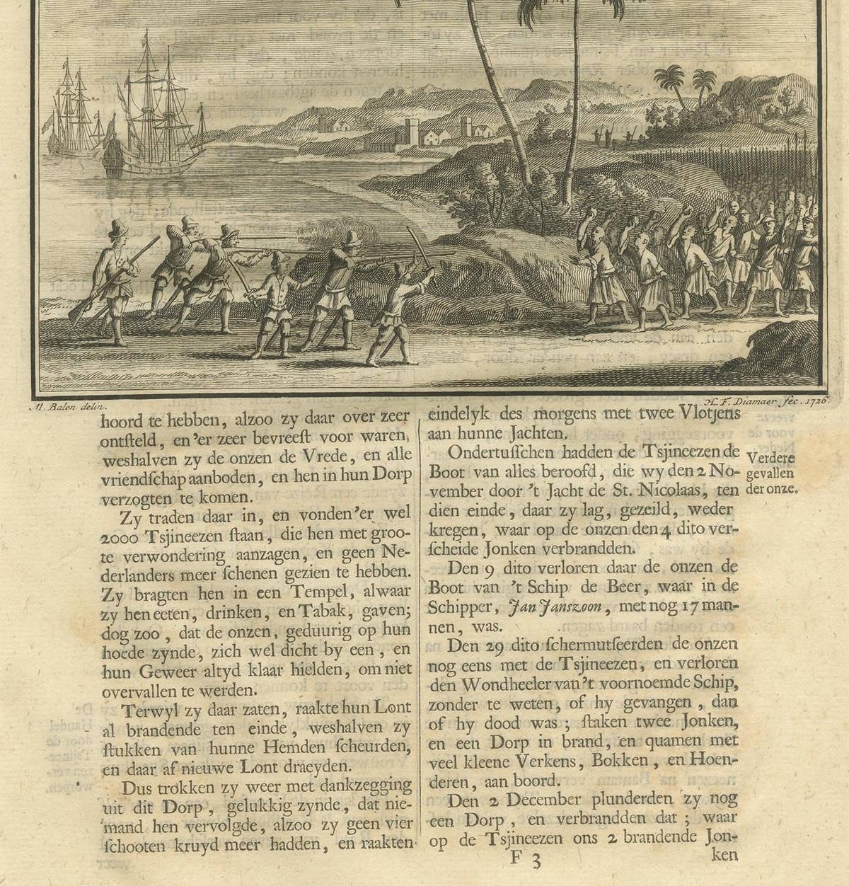 Antique Print of Chinese Natives by Valentijn, 1726