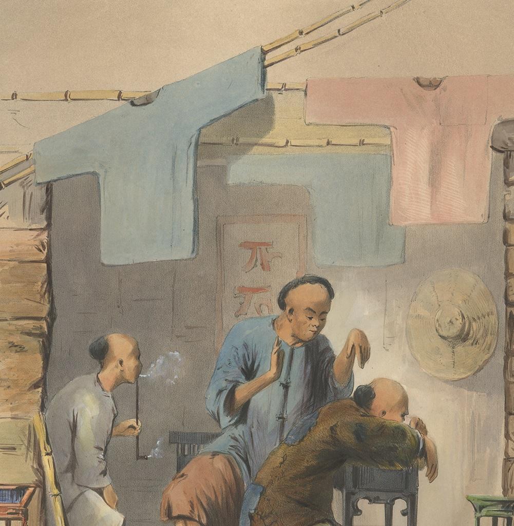 Antique Print of Chinese Opium Smokers by W.R. Snow, circa 1860 In Good Condition For Sale In Langweer, NL