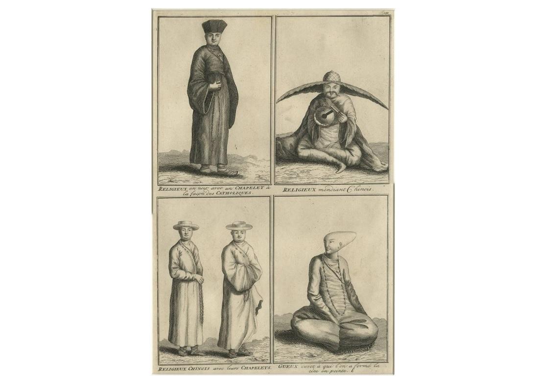 18th Century Antique Engravings of 'Chinese' Priests and Beggars, circa 1728 For Sale