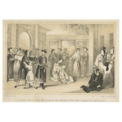 Antiker Druck chinesischer Slaven, verkauft von Tartaren nach dem Sieg von Genghis Khan, 1843