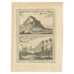 Antique Print of Chinese Tombs and Chinese Farmers, 1748