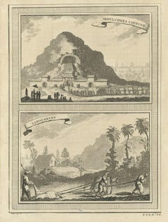 Antique Print of Chinese Tombs and Chinese Farmers, 1748
