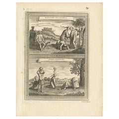 Gravure ancienne de Vagabonds chinois par Prévost:: 1748