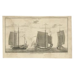 Antique Print of Chinese Vessels by Anson, '1749'