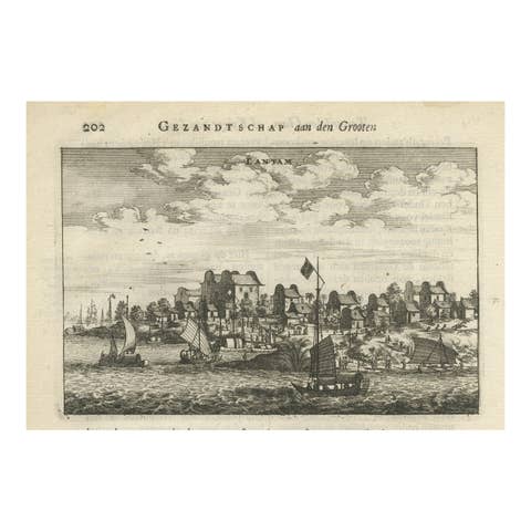 Antique Print of Chinese Vessels Near Lantam, China, 1665