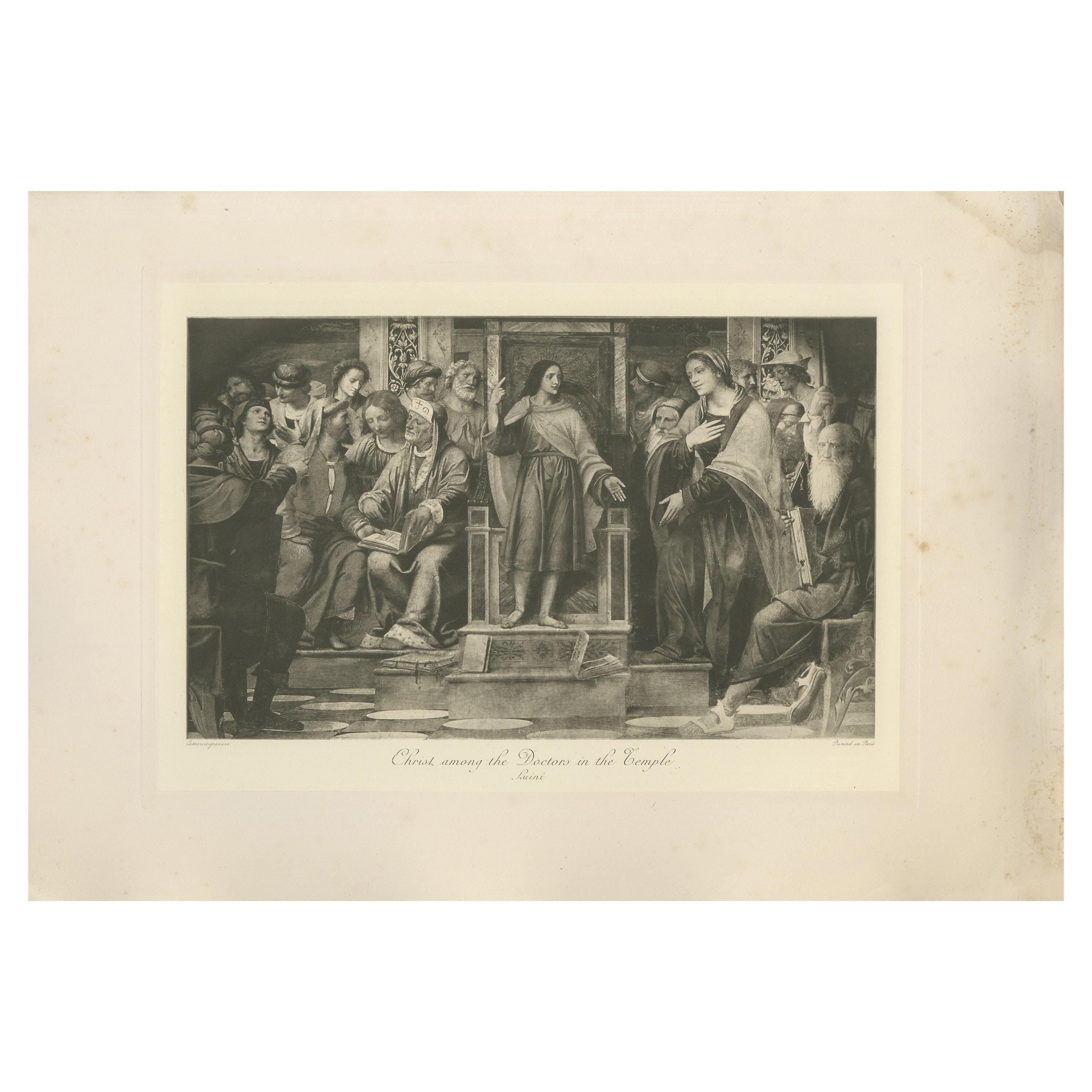 Antique Print of 'Christ among the Doctors in the Temple' after Luini 'c.1890' For Sale