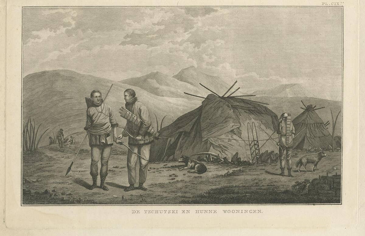 Antique Print of Chukchi People by Cook, 1803