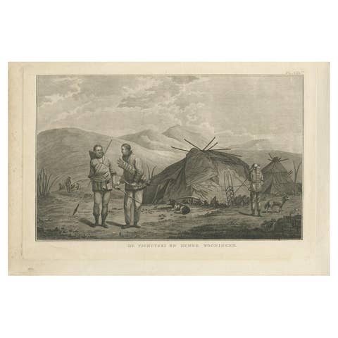 Antique Print of Chukchi People by Cook, 1803