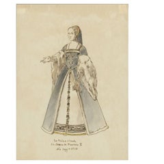 Antique Print of Claude of France and Ruling Duchess of Brittany, C.1860