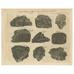 Antique Print of Coal and Bitumen,  '1769'