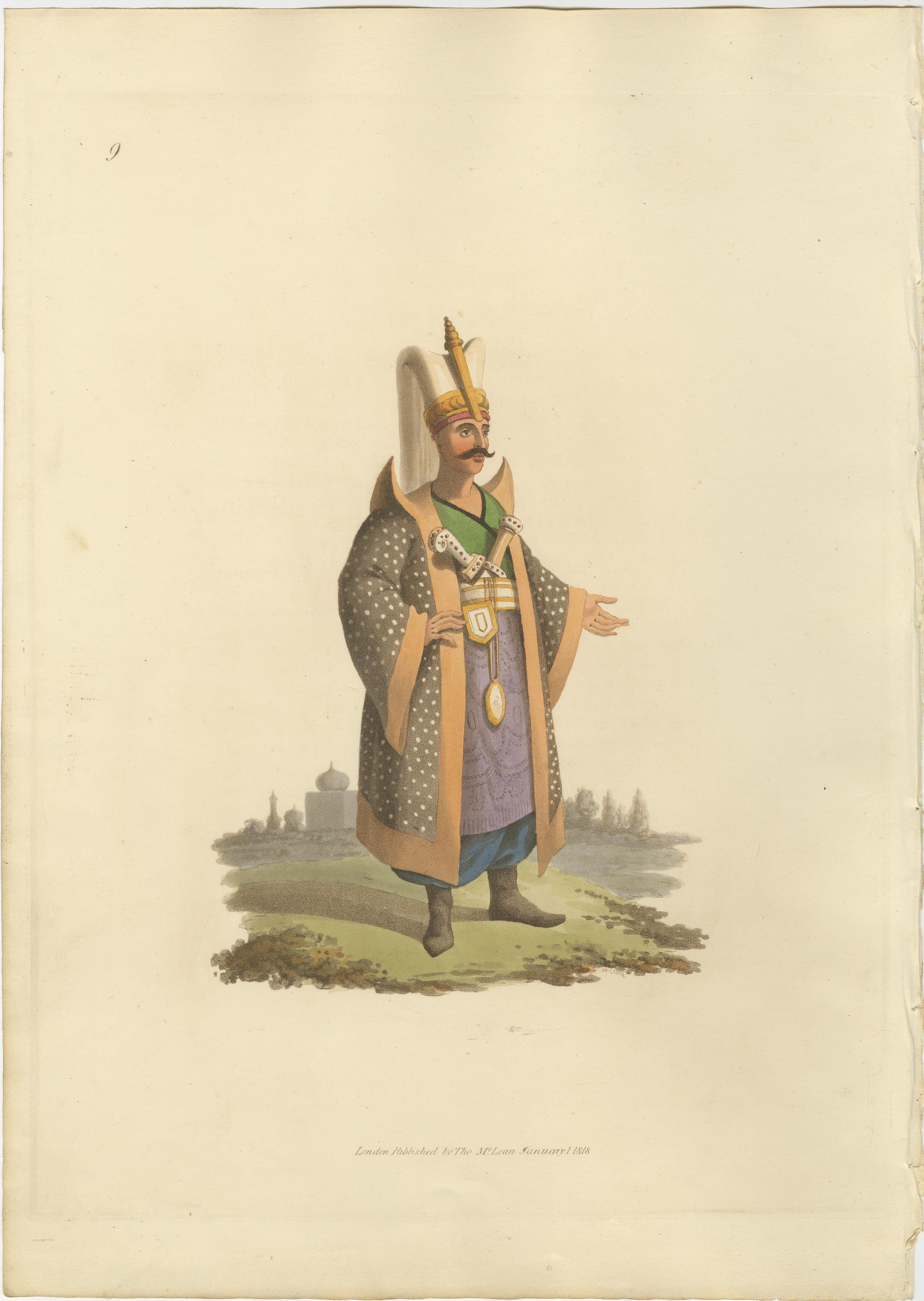 This print is from 'The Military Costume of Turkey. Illustrated by A Series of Engravings. From Drawings made on the Spot. Dedicated by Permission to His Excellency the Minister of the Ottoman Porte to his Britannic Majesty.'

London, Published by