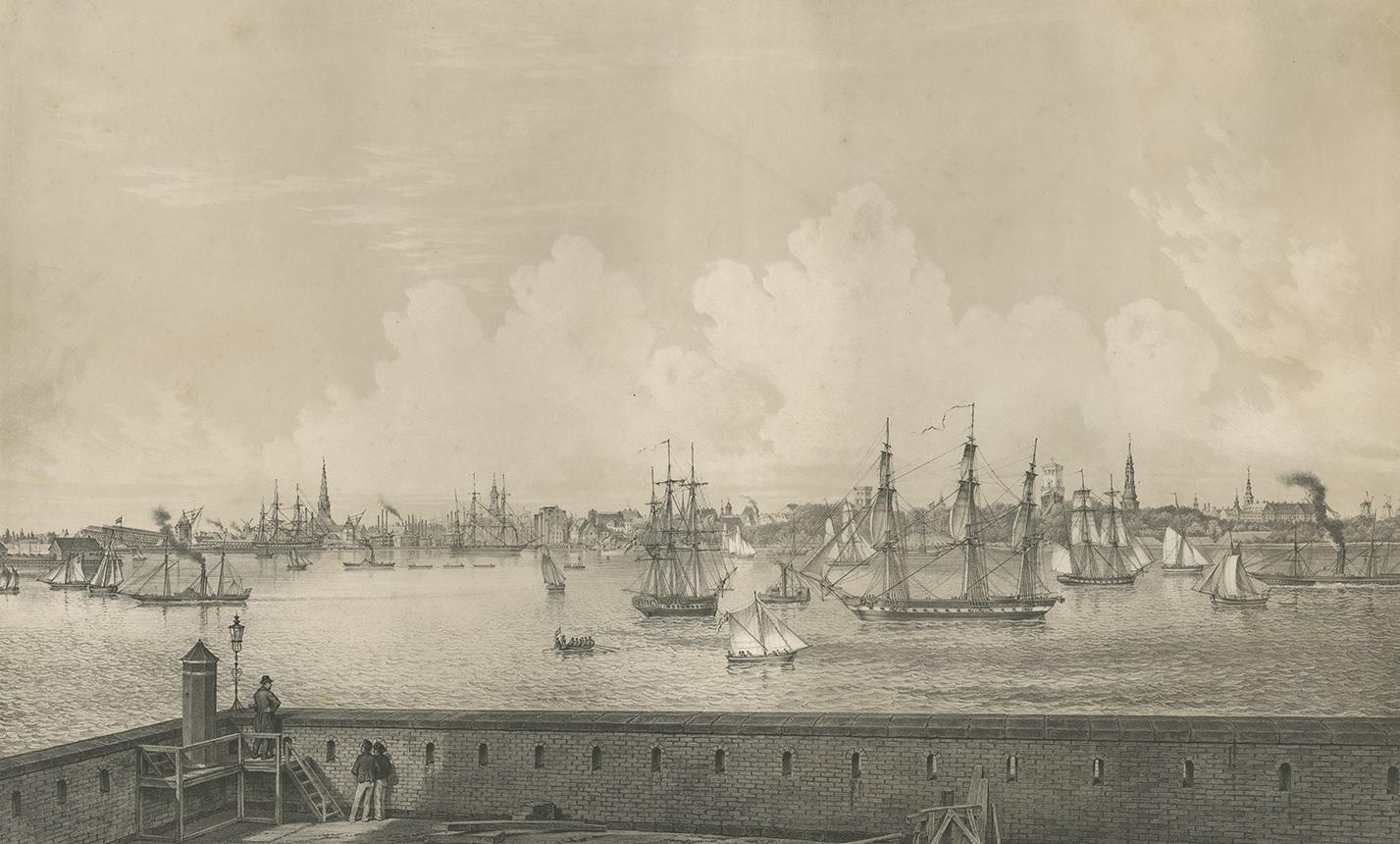 XIXe siècle Impression ancienne de Copenhague par Jessen (1854) en vente