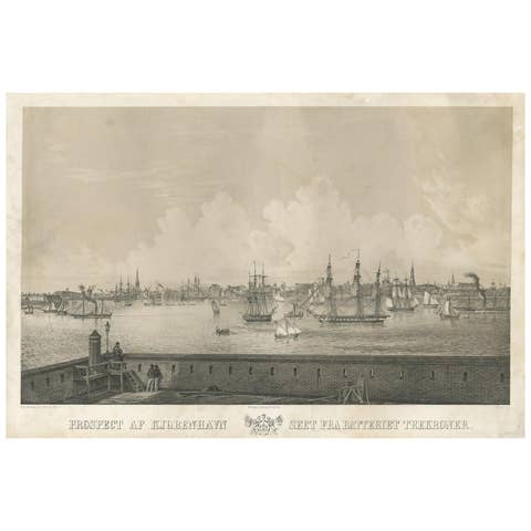 Antique Print of Copenhagen by Jessen '1854'