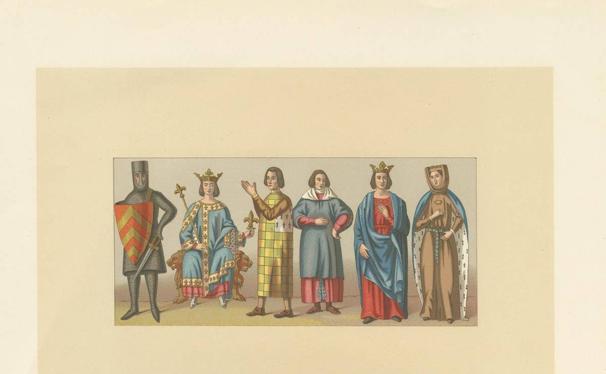 Antique Print of Costumes of the Middle Ages by Racinet '1888'