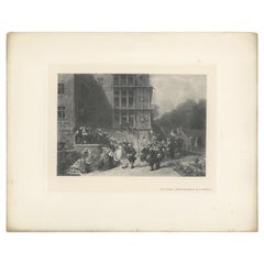 Antique Print of 'Court Reception at a Château' Made After A.G. Decamps '1902'