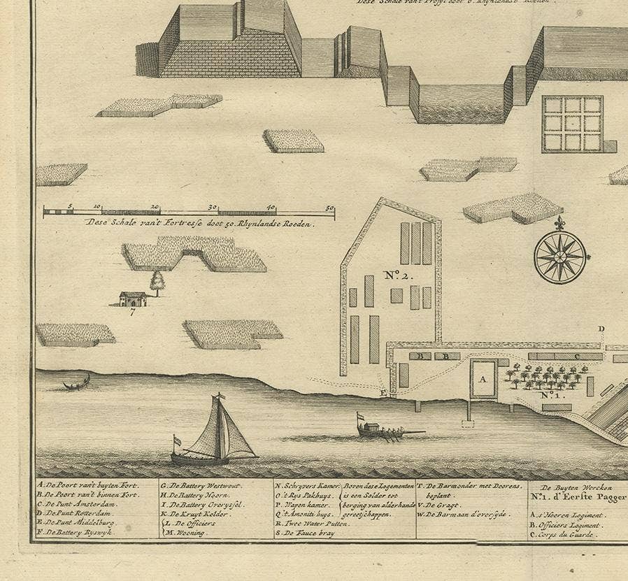 Antique Print of Cranganore Fort, India by Valentijn, 1726