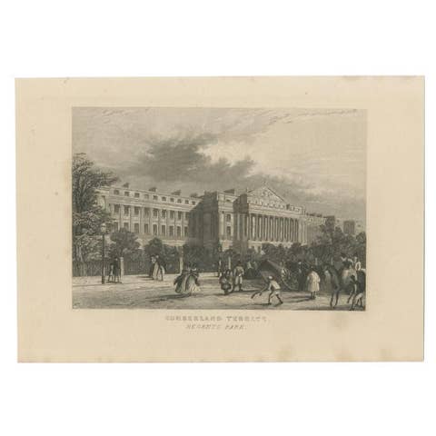 Antique Print of Cumberland Terrace in Regent's Parc, circa 1840