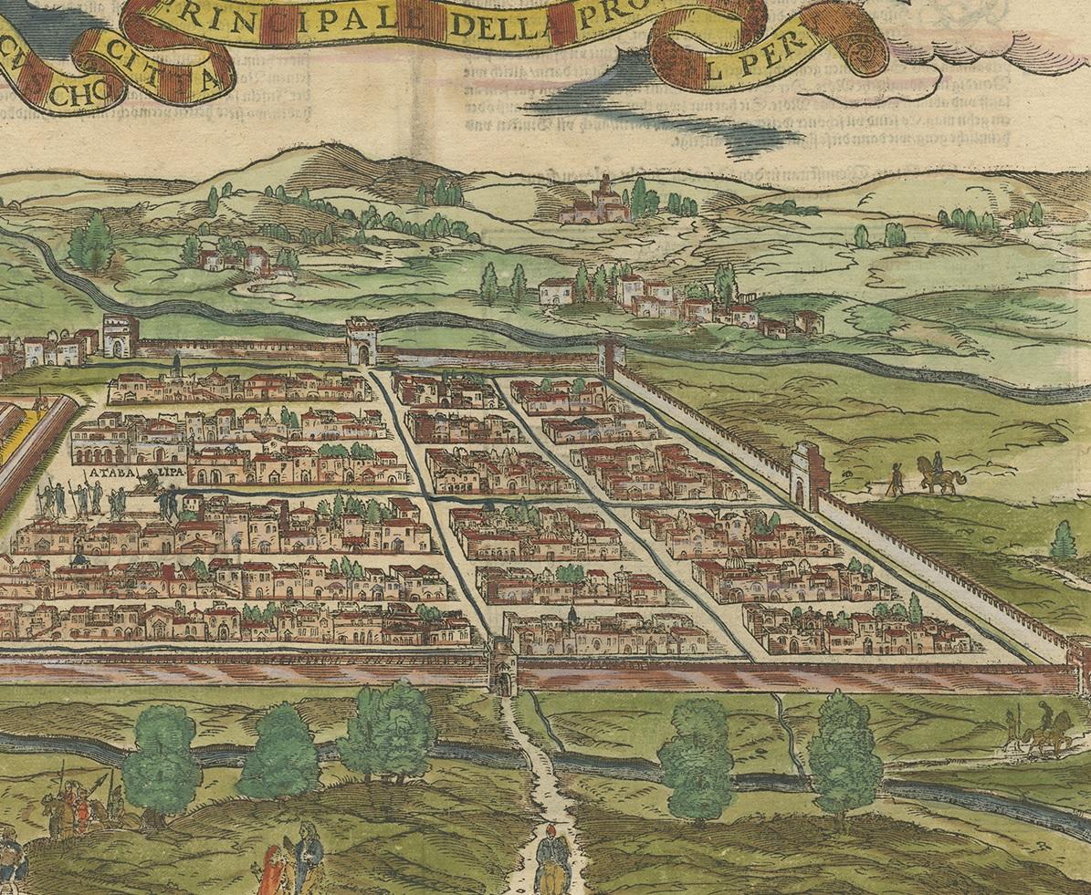 18th Century and Earlier Antique Print of Cusco 'Peru' by Münster, circa 1598