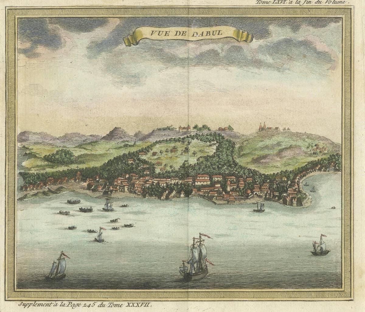 Antique Print of Dabul 'now Dabhol' India, 1766