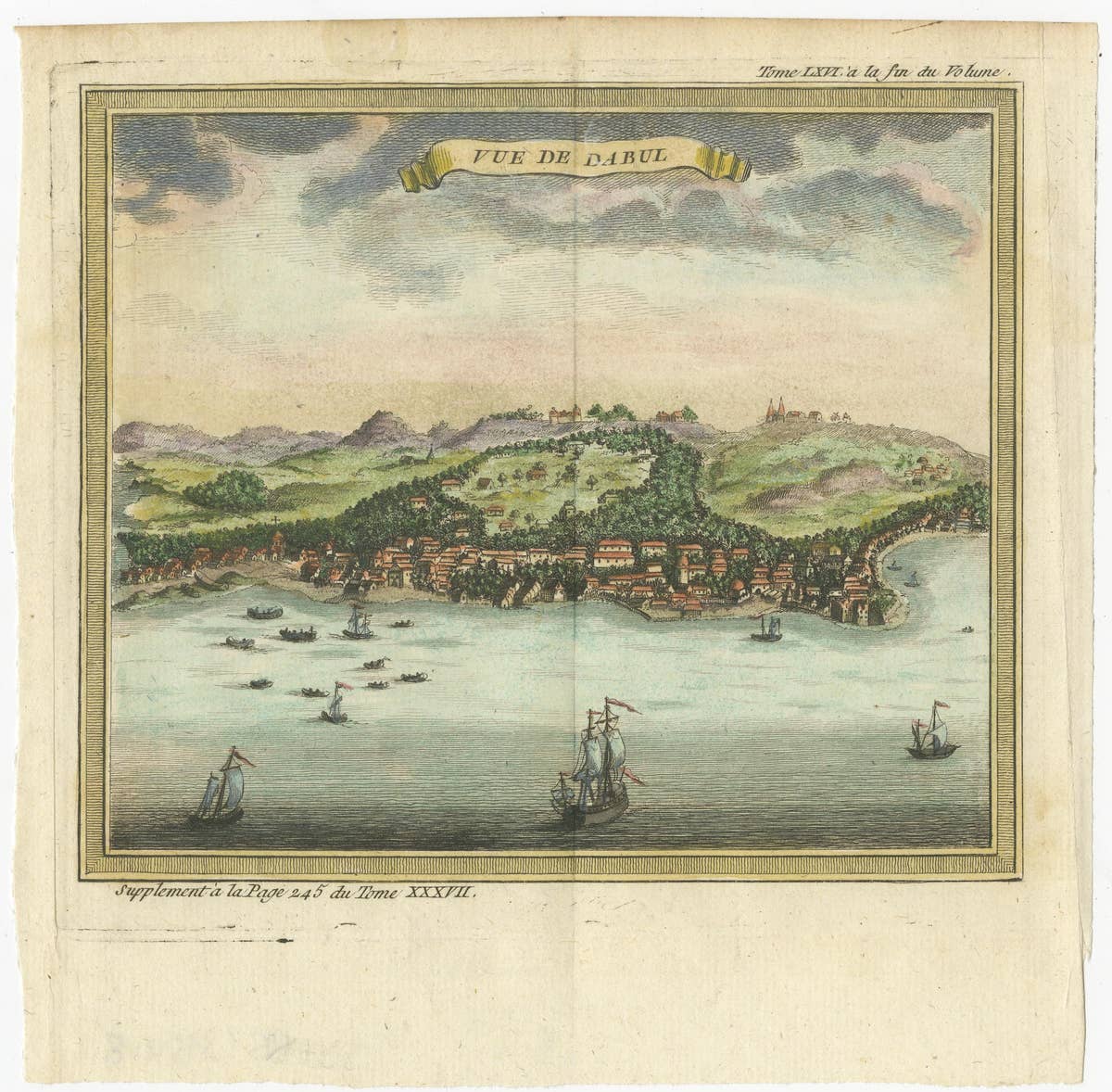 Antique Print of Dabul 'now Dabhol' India, 1766