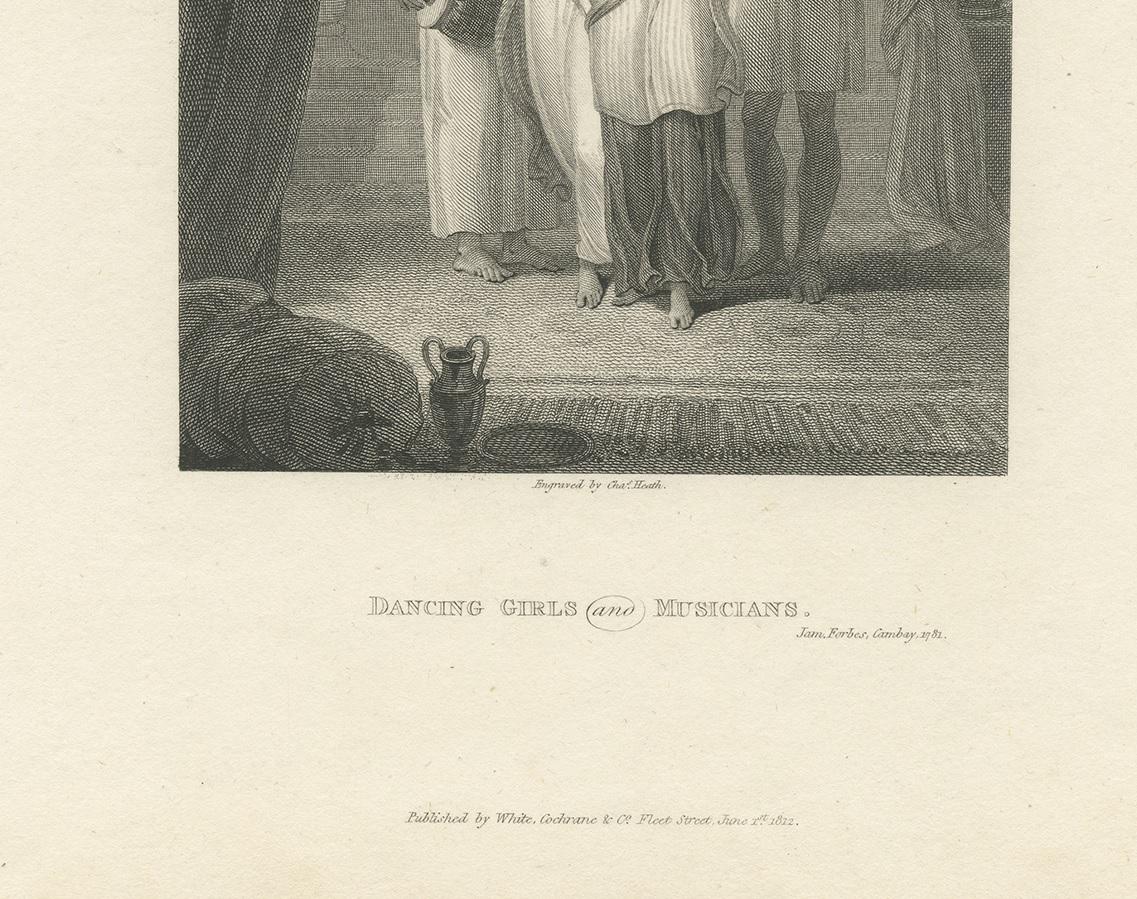 19th Century Antique Print of Dancing Girls and Musicians by Heath, 1812 For Sale