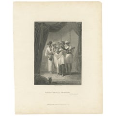 Antique Print of Dancing Girls and Musicians by Heath, 1812
