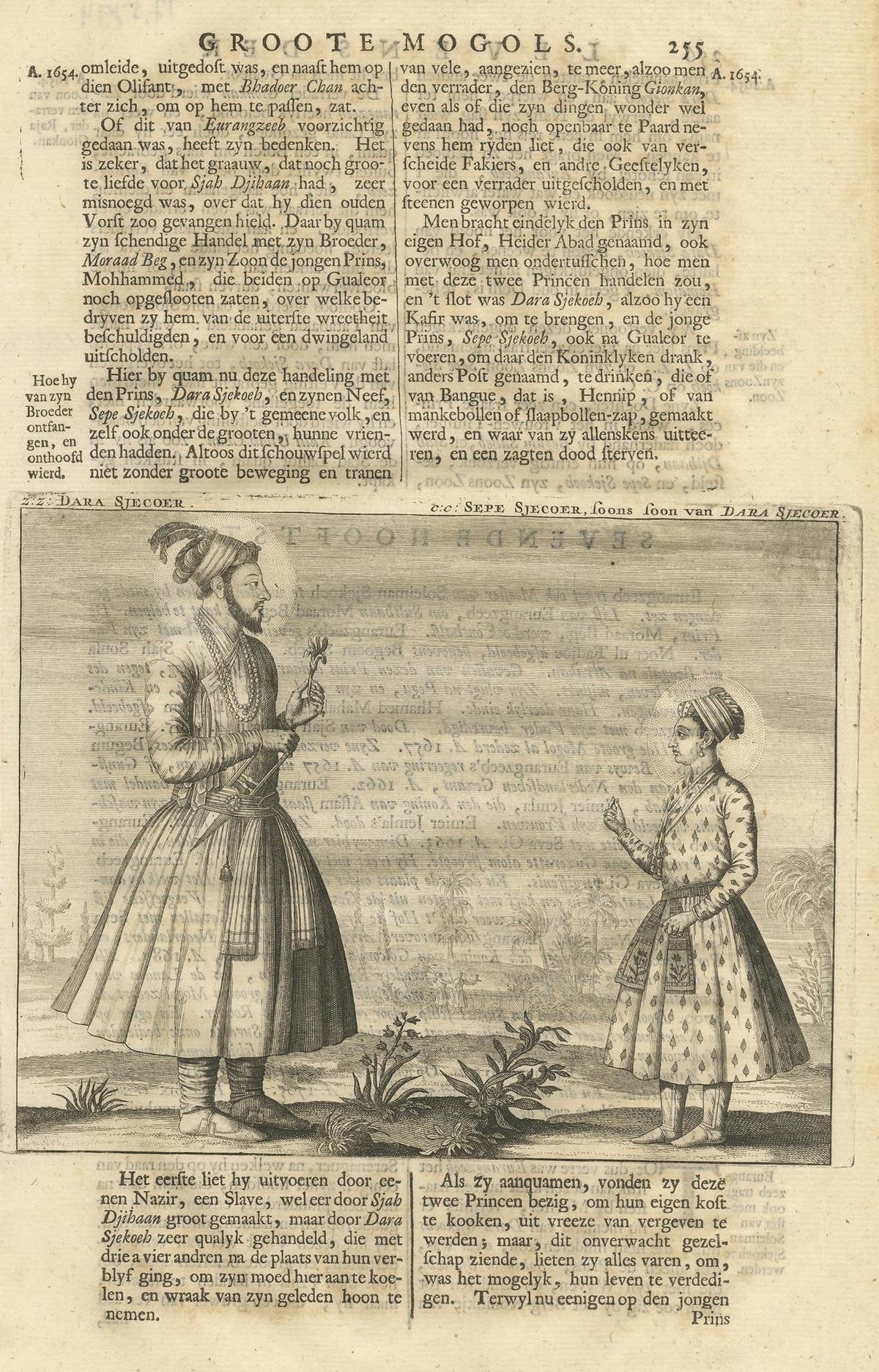Antique Print of Dara Shikoh and Sipihr Shikoh by Valentijn, 1726