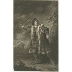 Antique Print of David Garrick as Richard iii, circa 1825