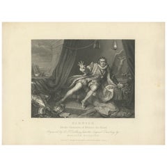 Impression ancienne de David Garrick au sommet de Richard III, 1833