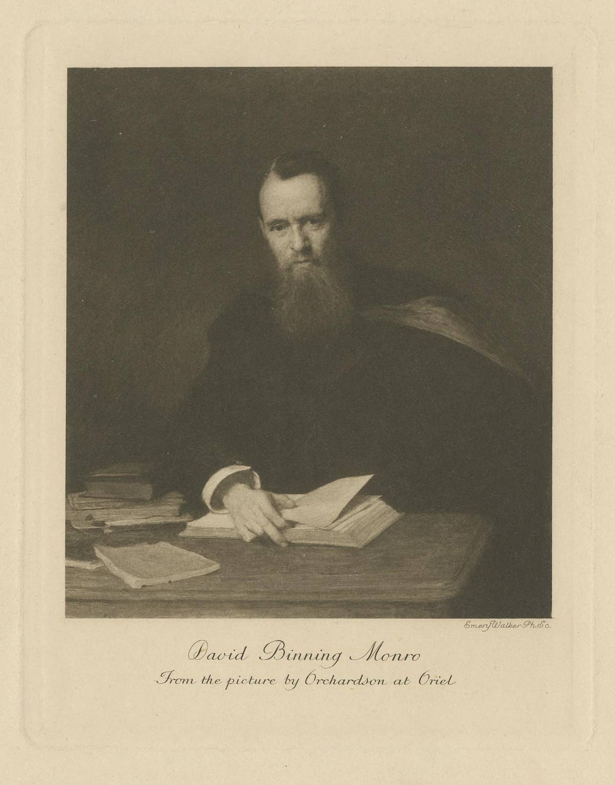 Antique Print of David Monro by Walker, circa 1900