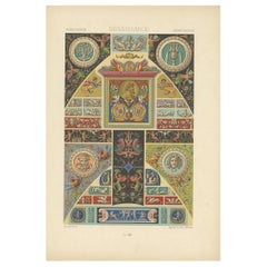Impression ancienne d'art décoratif de la période de la Renaissance, 1869