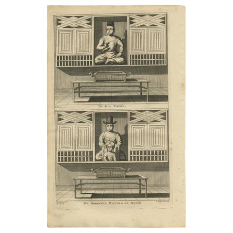 Antique Print of Deities of Chinese Buddhism by Valentijn, 1726