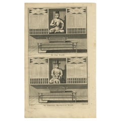 Antiker Druck der Gottheiten des chinesischen Buddhismus von Valentijn, 1726