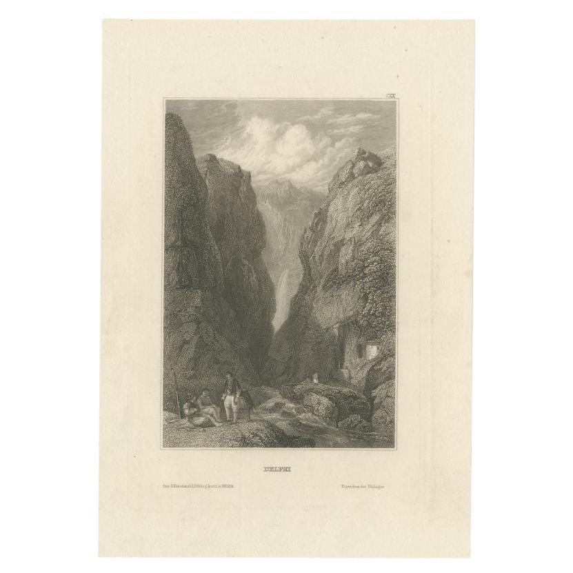 Antique Print of Delphi, Greece, 1837