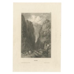 Antiker Druck von Delphi, Griechenland, 1837
