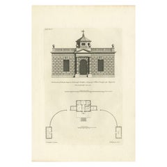 Antiker Druck mit Designs für Ebberston Lodge, Yorkshire, Vereinigtes Königreich, 1725