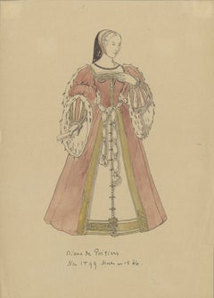 Impression ancienne de Diane de Poitiers, Favori d'Henri le Second, France, vers 1860