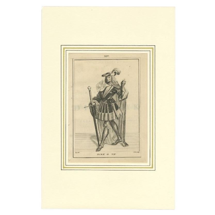 Antique Print of Dirk VII, Count of Holland, 1745 For Sale