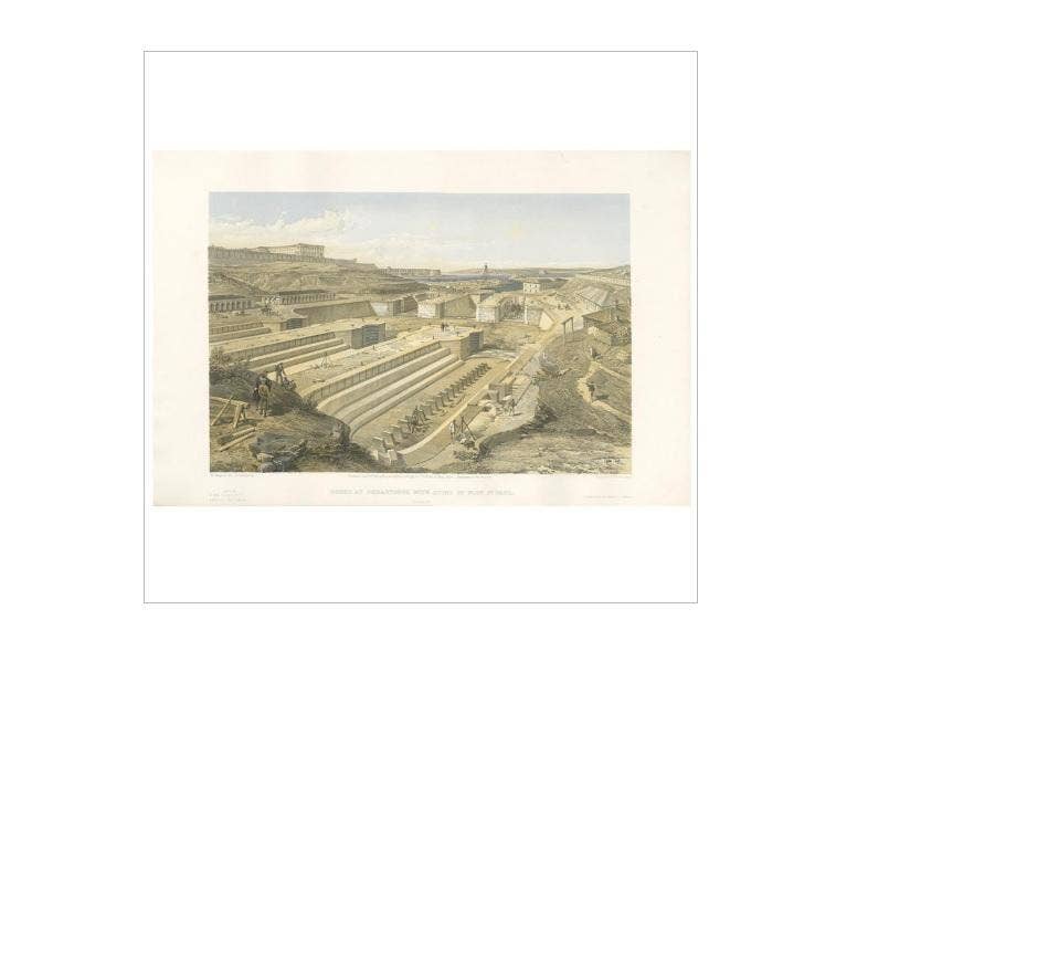 Antique Print of Docks at Sebastopol 'Crimean War' by W. Simpson, 1855