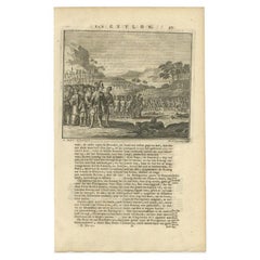 Antique Print of Don Pedro in Ceylon or Sri Lanka, 1726