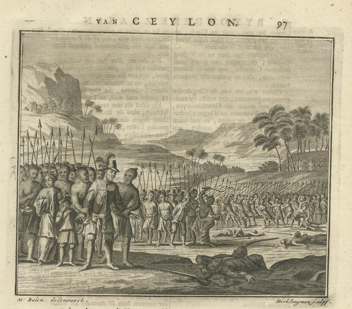 Antique Print of Don Pedro in Ceylon or Sri Lanka, 1726 In Good Condition For Sale In Langweer, NL