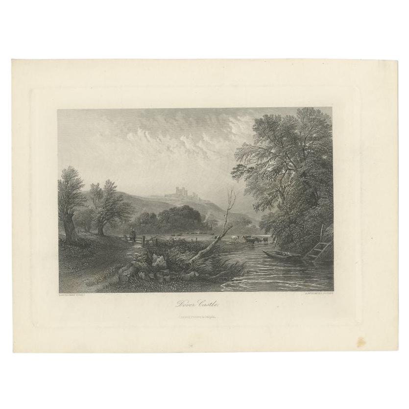 Antique Print of Dover Castle by Willmore, circa 1875 For Sale