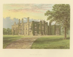 Stampa antica di Drakelowe Hall di Morris, 1880 circa